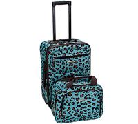 Rockland Ensemble de valises Droites Souples Tendance, Motif léopard Bleu., 2-Piece Set (14/19), Ensemble de Bagages