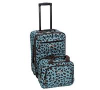 Rockland Ensemble de valises Droites Souples Tendance, Motif léopard Bleu., 2-Piece Set (14/19), Ensemble de Bagages