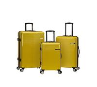 Rockland Horizon Lot de 3 Supports verticaux en Polycarbonate/ABS, Jaune, 3-Piece Set (20/24/28), Horizon Ensemble de valises rigides Extensibles à roulettes pivotantes