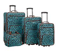 Rockland Jungle Softside Ensemble de valises Droites, Motif léopard Bleu., Taille Unique, Jungle Softside Ensemble de valises Droites