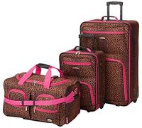 Rockland Lot de 3 valises Transparentes, Léopard Rose, Taille Unique, Melbourne Valise Rigide Extensible à roulettes pivotantes