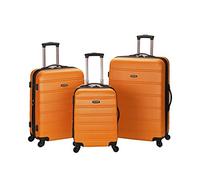 Rockland Melbourne Hardside Bagages de Roue de Spinner Extensibles, Orange/Rouge Soir en Zigzag (Chevron Sunset), 3-Piece Set (20/24/28), Melbourne Valise Rigide Extensible