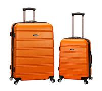 Rockland Melbourne Valise Rigide Extensible à roulettes pivotantes, Orange, 2 Piece (20"/28"), Melbourne Valise Rigide Extensible à roulettes pivotantes