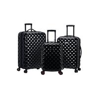 Rockland Parure de lit 3 pièces en Polycarbonate/ABS, Noir, 3-Piece Set (20/24/28), Ensemble de valises rigides Extensibles à roulettes pivotantes