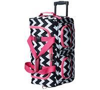 Rockland Sac de Sport à roulettes, Chevron Rose, Taille Unique, Melbourne Valise Rigide Extensible à roulettes pivotantes