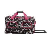 Rockland Sac de Sport à roulettes, Sac de Sport à roulettes, Gris Clair, Reisetasche mit Rollen, Motif Girafe Rose, 55,9 cm (22"), Sac de Sport à roulettes