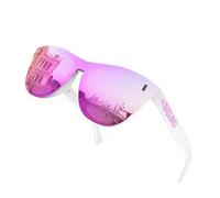 ROCKNIGHT Driving - Lunettes de soleil polarisées HD pour homme - Protection UV - Anti-reflet - Légères, Cadre blanc/verres roses, M