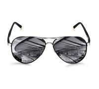 ROCKNIGHT Lunettes de soleil aviateur polarisées pour hommes femmes Cadre en métal Lunettes de soleil à dessus plat Léger Argent Miroir Lentille UV400 Extérieur