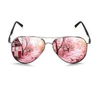 ROCKNIGHT Lunettes de soleil aviateur pour femme Protection UV polarisées Lunettes de soleil roses miroir UV400 Lunettes de soleil tendance pour femme Cadeaux pour femme Tear drop