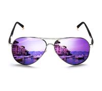 ROCKNIGHT Lunettes de soleil aviateur pour femme Protection UV polarisées Lunettes de soleil violettes à la mode pour plage Miroir Cadeaux