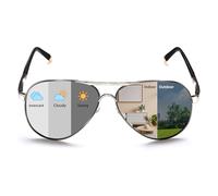 ROCKNIGHT Lunettes de soleil polarisées avec monture en métal et protection UV 400 légères pour l'extérieur, Monture en ruthénium/lentille grise photochromique