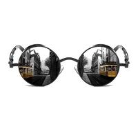 ROCKNIGHT lunettes de soleil rondes polarisées pour hommes protection UV lunettes de soleil steampunk gothiques avec monture en métal