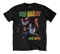 Rockoff Trade Bob Marley T Shirt One Love Homage Logo Nouveau Officiel Homme Noir Size S