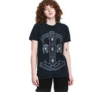 Rockoff Trade Guns N Roses T Shirt Monochrome Cross Nouveau Officiel Dip Dye on Noir Unisex Size L