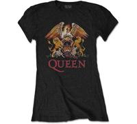 Rock Off Trade T-shirt Queen Classic Crest – Officiel Skinny Fit Femme Noir M