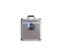 ROCKONWALL- Flight Case Vinyle 33T Aluminium - Mallette DJ 25-30 Disques - Cadenassable - Poignée Transport 25 LP, Argent
