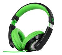 RockPapa Casque Audio Enfant, Casque Filaire Over Ear avec Jack 3,5 mm, Serre-tête Ajustable, Pliables pour Filles Garçons École Voyage PC Téléphones pour Les Enfants de Plus 4 de Ans (Noir Vert)