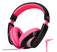 RockPapa Casque Audio Enfant, Casque Filaire Over Ear avec Jack 3,5 mm, Serre-tête Ajustable pour Filles Garçons École Voyage PC Téléphones pour Les Enfants de Plus 4 de Ans (Noir Rose)