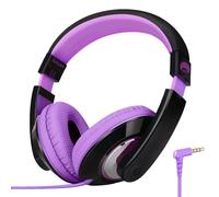 RockPapa Casque Audio Enfant, Casque Filaire Over Ear avec Jack 3,5 mm, Serre-tête Ajustable pour Filles Garçons École Voyage PC Téléphones pour Les Enfants de Plus 4 de Ans (Noir Pourpre)