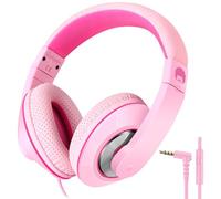 RockPapa Casque Audio Enfant, Over Ear Casque Filaire avec Micro pour Enfants, Serre-tête Ajustable, Audio Jack 3,5mm, pour Garçons Filles École Voyage PC Tablette Téléphones (Rose)