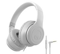 RockPapa L22 Casque Audio Filaire pour Enfants avec Microphone pour Filles et garçons, Bandeau réglable, Pliable pour téléphones/PC/TV/DVD/MP3 (Gris)