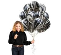 RockParty Lot de 20 ballons en latex marbré noir et blanc - 30,5 cm - Ballons à effet tourbillon pour fêtes, fêtes prénatales, mariages, anniversaires, remise de diplôme et Nouvel An