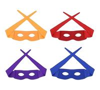 RockParty Lot de 4 masques de super-héros de style Ninja - Rouge, bleu, orange et violet - Accessoires de costume pour enfants pour fête, cosplay et jeux