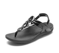 Rockport Cobb Hill Women's Ramona-CH Flat Sandal, Black Patent, 8 W US