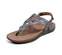 Rockport Cobb Hill Women's Ramona-CH Flat Sandal, Pewter, 6.5 W US