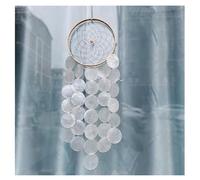 Rockreyoa Attrape-rêves Carillon éolien blanc Capiz Coquillage Carillon éolien Ornements à suspendre avec anneau rond Naturel Nacre Coquille Cloche à vent Guirlande Décoration de fenêtre pour jardin
