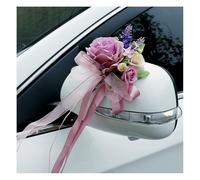 Rockreyoa Autoschmuck Lot de 2 nœuds de voiture - Fleurs artificielles - Vintage - Roses - Décoration de mariage - Nœuds de voiture - Pour fête de mariage, fête, chambre à coucher, poignée de porte