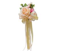 Rockreyoa Autoschmuck Lot de 2 nœuds de voiture - Fleurs artificielles - Vintage - Roses - Décoration de mariage - Nœuds de voiture - Pour fête de mariage, fête, chambre à coucher, poignée de porte -