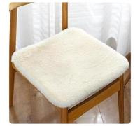 Rockreyoa Coussin de chaise en fourrure synthétique - Coussin de chaise en fausse fourrure - Carré - Antidérapant et chaud - Beige (carré) - 40 x 40 cm