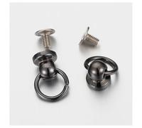Rockreyoa Lot de 20 rivets en laiton avec anneau, bouchon à vis et anneau de traction, rivet en cuir artisanal, rivets en métal pour travaux manuels, bricolage, sac noir