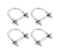 Rockreyoa Lot de 4 étriers en U M12 178 x 140 cm en acier inoxydable 304 avec contre-plaque - Vis à étrier avec écrous, rondelles pour fixation de clôture, tube - Boulons à étrier