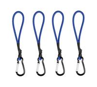Rockreyoa Lot de 4 tendeurs en caoutchouc avec mousqueton multifonction - Tendeur en caoutchouc - Mousquetons de camping - Cordon élastique pour bâche d'extérieur - Accessoires de tente - Bleu