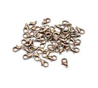 Rockreyoa Lot de 50 crochets de homard en métal - Mousquetons amovibles - Pour porte-clés, laisse pour animaux de compagnie - Accessoires de bijoux - Rouge antique - Cuivre rouge - 12 x 6 mm
