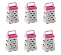 Rockreyoa Lot de 6 mini râpes à fromage en acier inoxydable - 4 côtés - Râpe de cuisine multifonction avec poignée - Râpe à fromage manuelle - Râpe à pommes de terre pour chocolat violet