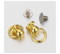 Rockreyoa Lot de 60 rivets en laiton avec anneau, bouchon à vis et anneau de traction, rivet en cuir artisanal, rivets en métal pour artisanat DIY, sac doré
