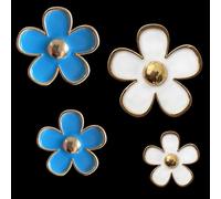 Rockreyoa Lot de 8 désodorisants de voiture à clip en forme de fleur en forme de marguerite - Aromathérapie - Décoration intérieure de voiture - Accessoires pour voiture, salon, bureau - Blanc + bleu