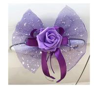 Rockreyoa Lot de 8 nœuds décoratifs pour voiture de mariage avec roses - Décoration de voiture - Couple de mariés - Décoration de mariage pour fête, festival, décoration d'antenne - Violet