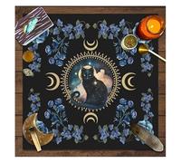 Rockreyoa Nappe d'autel - Deck de tarot - Cartes de tarot - Phases de lune - Fleurs - Nappe d'autel - Nappe carrée - Accessoire de sorcellerie - Tapisserie céleste - Serviettes de table spirituelles