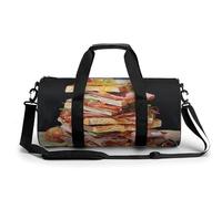 Rocks And Pebbles Petit sac de sport de voyage avec compartiment pour homme et femme, Toast au jambon, 17.7in/9in/9in