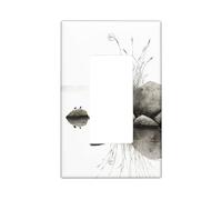 Rocks Couvercle d'interrupteur à bascule simple pour salle de bain, herbe d'eau naturelle minimaliste en plastique gris été taille standard Accents muraux pour chambre à coucher, bureau, cuisine