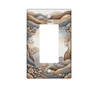 Rocks - Plaque murale décorative pour interrupteur à bascule - Galets en bois rustique naturel - Sans plastique marron - Taille standard - Pour maison, salon, chambre à coucher, salle de bain