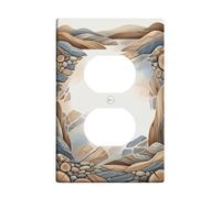 Rocks Plaque murale duplex en bois rustique naturel sans plastique marron Taille standard Double prise de courant pour maison, salon, nouvel appartement