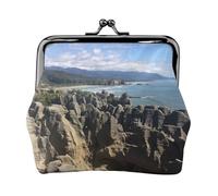 Rocks Porte-monnaie en cuir avec imprimé scénique pour homme et femme