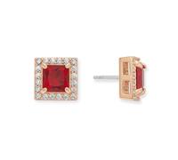 Rocksbox Mini clous carrés Kate en rubis - Clous en or avec cristaux pavés - Plaqué or 14 carats - Bijoux de qualité supérieure - 7 mm, laiton, sans pierre précieuse