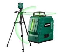 RockSeed Niveau Laser avec Trépied de 1,2 m, 1x360°Horizontal et 1x150°Vertical Ligne Verte, Cross Line Laser Autonivelant, Laser à ligne Rechargeable, pour Accrocher des Tableaux/Construire des murs