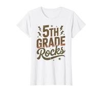 Rockstar, 5e année, Rocks I Teach, Professeur de chœur pour Le Premier Jour, Maman T-Shirt Graphique avec Valeur, Femme, Blanc, L